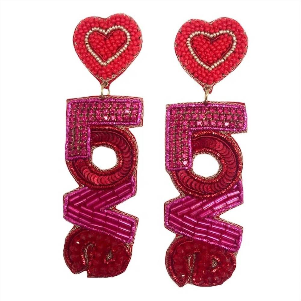 NEW ALLIE BEADS love earrings in pink